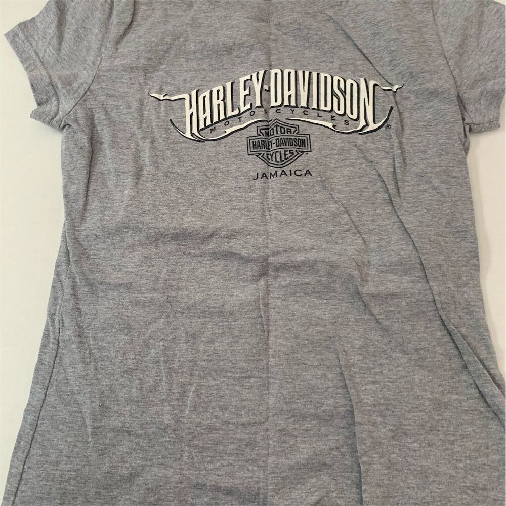 Harley-Davidson Women's Gray Jamaica Graphic T-Shirt Size L Casual Summer
